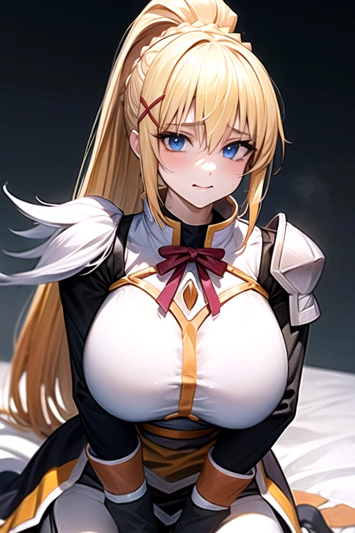 Darkness、KonoSuba、Blonde、High ponytail、gigantic breasts、aroused,see-through,best quality,