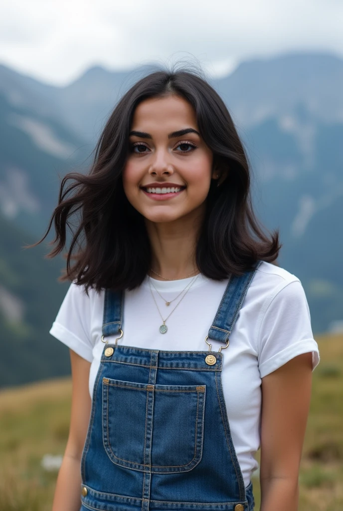 God  images mountain background and beautiful eyes and king dress cute face with cute smile girl age 25 years 