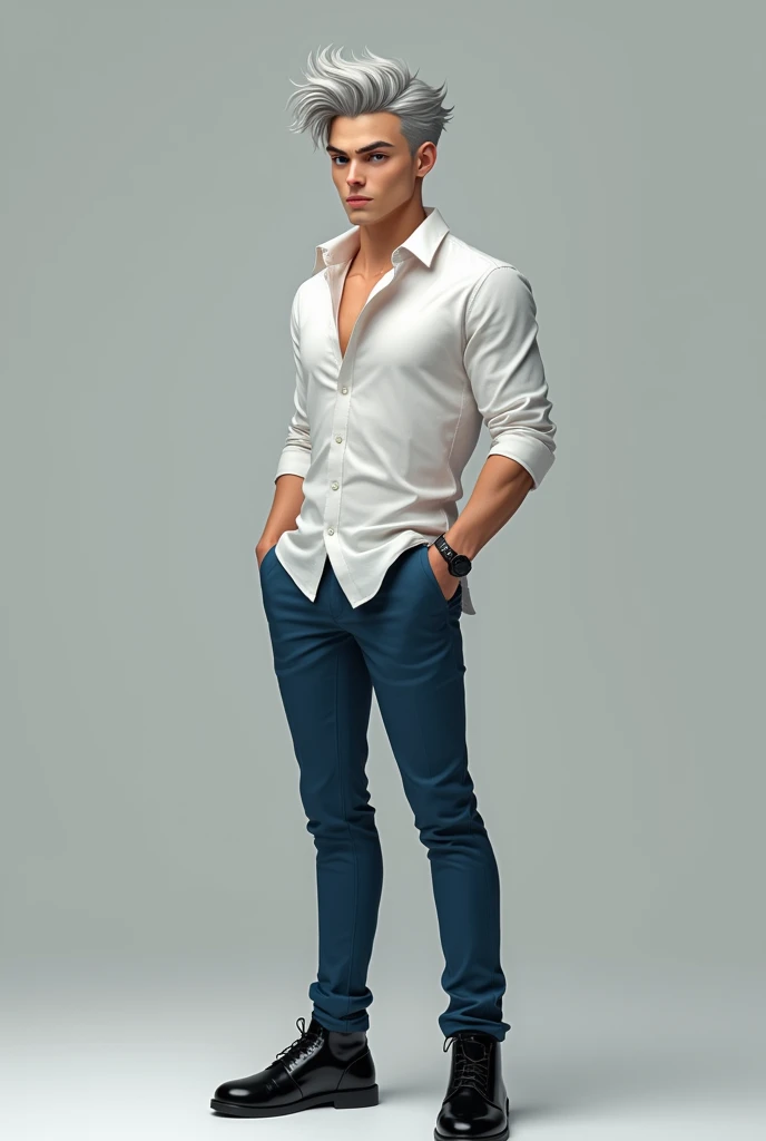 Boy look at realistic pace with handsome six pack abs and strong macle and stylish hair and hai detail and original sert colour and original body