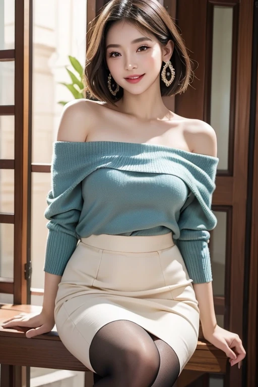 Big Tits Mature Woman Clothing turning Off the shoulder 2 Tone