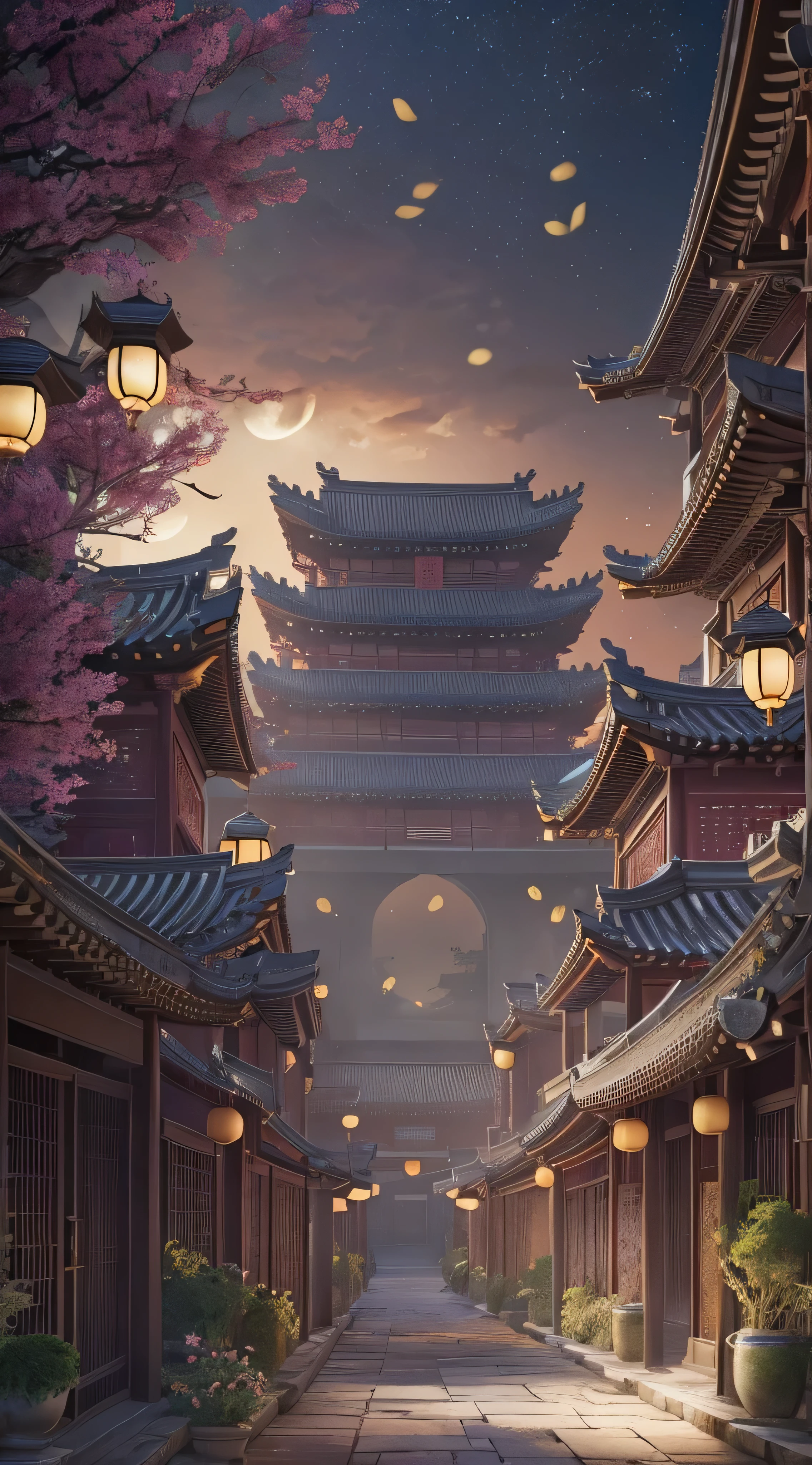  Official Art ,  Ancient China, Ancient street, (Lots of fireflies), (  knight ), (moon), Light,  beautiful scenery , Spectacular scenery, Realistic lighting, masterpiece,  High Quality ,  beautiful graphics,  high detail,   Global Illumination  ,  Unreal Engine rendering ,  octane rendering, ( high definition :1.3)