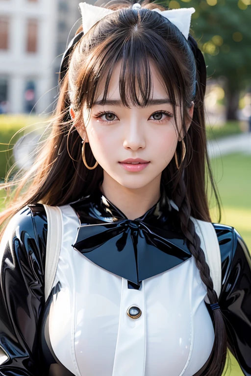{{{high quality}}}, {{{super realistic}}},{{{best quality}}}, ((beautiful face)),((1 girl)),((solo)),((10 years old)),(((loli))),((short girl)),((small breasts)),((latex,black nurse costume)),(black latex skirt,mini skirt),(black over-kneehighs),(black hair, twintails),(ultra-detailed),((smile,pretty smile)),((collar)),((handcuffs))
