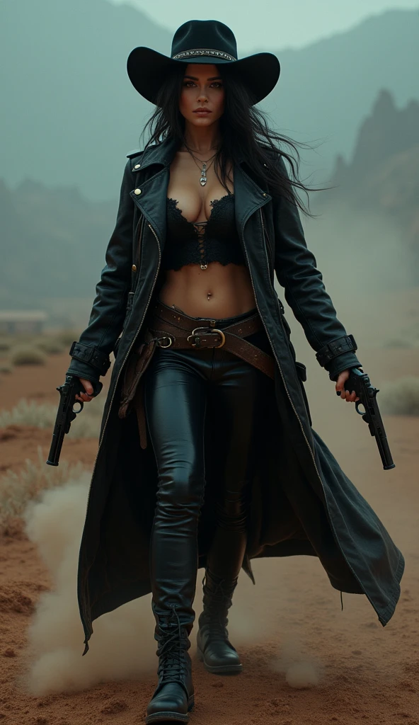 (monochrome, grayscale:1.2) ,Black Grim Reaper, Late Night Battlefield, Huge grass cutting scythe, (Crescent Moon:1.2), Pale face, fully clothed, giga_busty, standing, full body shot, front view from below, dark cinematic lighting,
