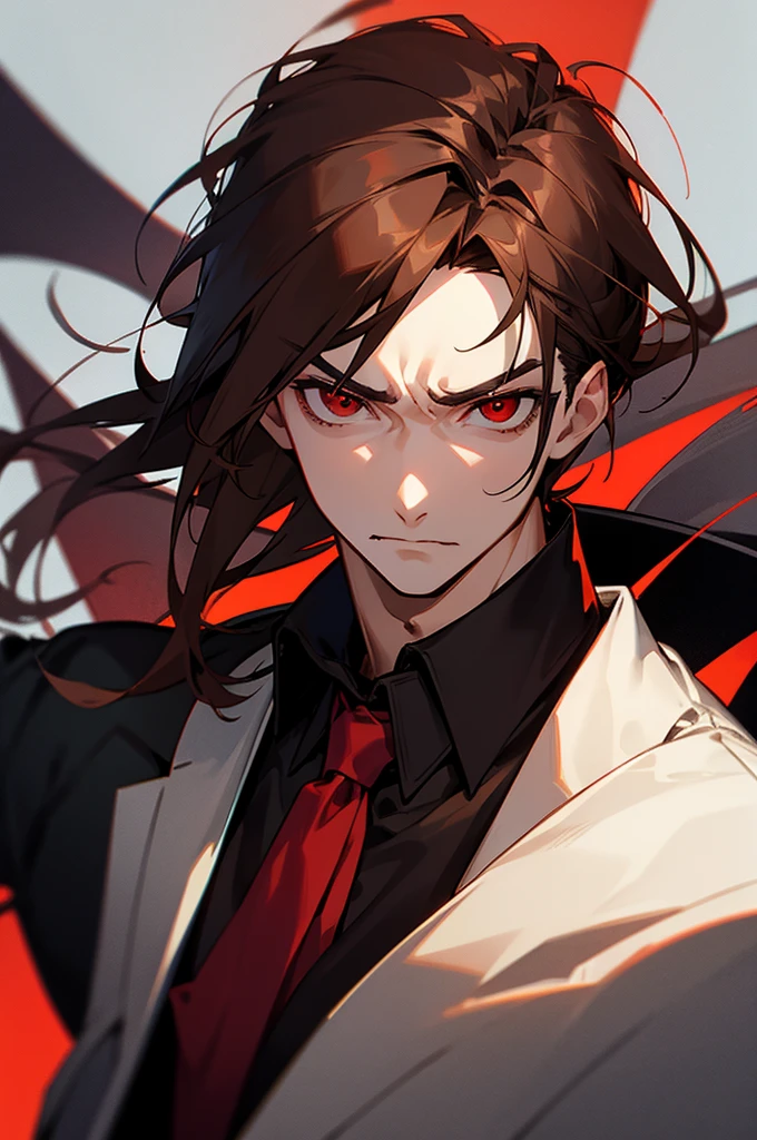 Adult, male, Serious Expression, Vampire Clothing, Brown Hair, Red eyes