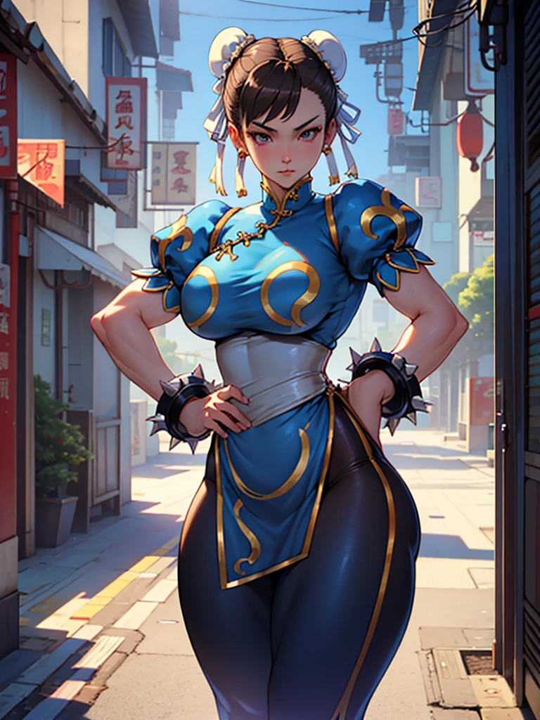 (Very detailed,Highest quality,4K,8K,16K,High resolution,masterpiece:1.5), (Perfect hands,Perfect Legs), (Realistic,photoRealistic,photo-Realistic:1.37),
One beautiful woman, Chunli, Chunli, Street Fighter,
Beautifully detailed sweat glands, Smooth skin texture, Carefully drawn,
Outstanding proportions, Lively expressions, (Big Breasts), (Big Ass), ((Sticky with sweat)), In a sexy pose,
Outdoor, Chinese back alley at night,