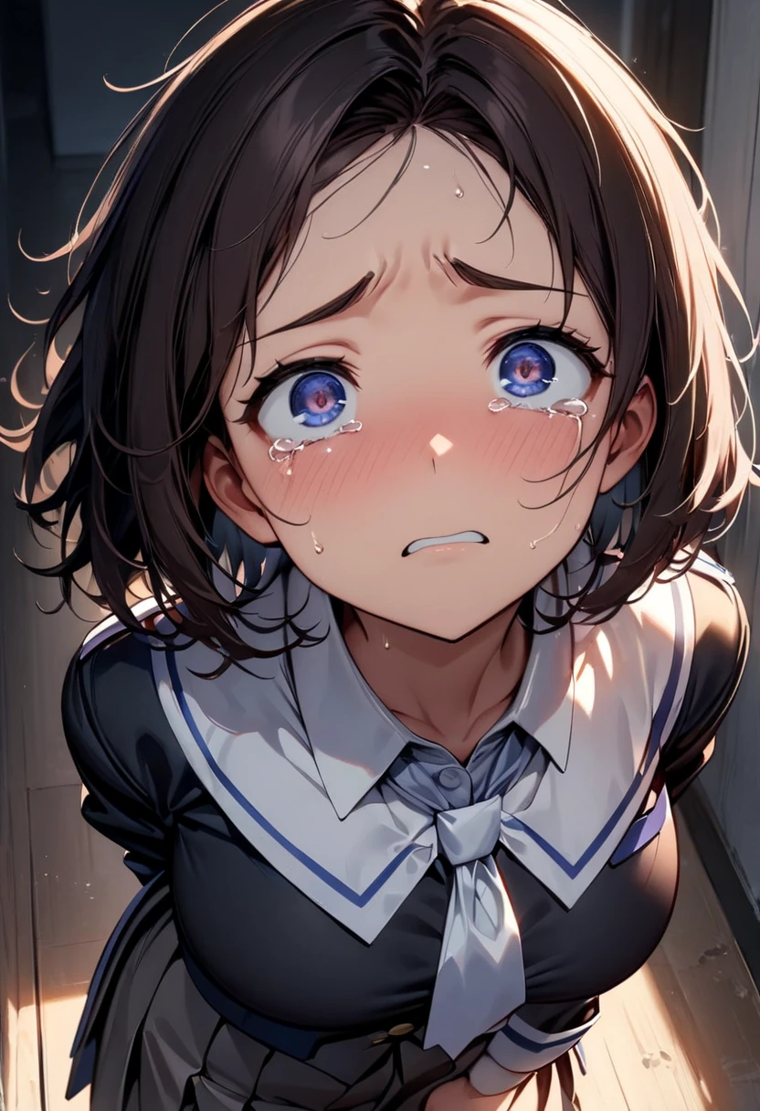 alone、headshot、Sticking out tongue、Open your mouth、teeth、Close-up of face、primary school、School building、In the classroom、forehead、Off the shoulder、Private Server、Girl、Girl、Short、Younger、Lower school year、Baby Face、Both eyes open、flat chest、Embarrassed、Crying face、Sweat