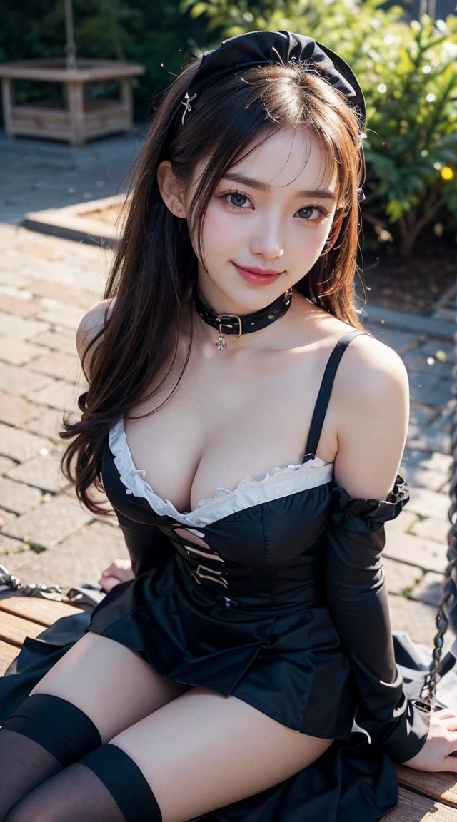 ((masterpiece)), ((best quality)), (ultra-detailed), ((kawaii)), cute, ((lovely)), ((extremely detailed)), 4K, (8K), best quality, (beautiful), illustration, romanesque architecture, cathedral:1.3, outside, BREAK, a cute girl, 1girl, solo, Japanese, body shot, dynamic pose, (middle-ages fantasy necromancer:1.3), (fantasy necromancer costume), BREAK, (round face:1.3), (beautiful gray hair:1.3), (long hair:1.3), ((beautiful hair)), tareme:1.5, beautiful blue eyes, ((beautiful eyes)), white teeth, smile, blush,