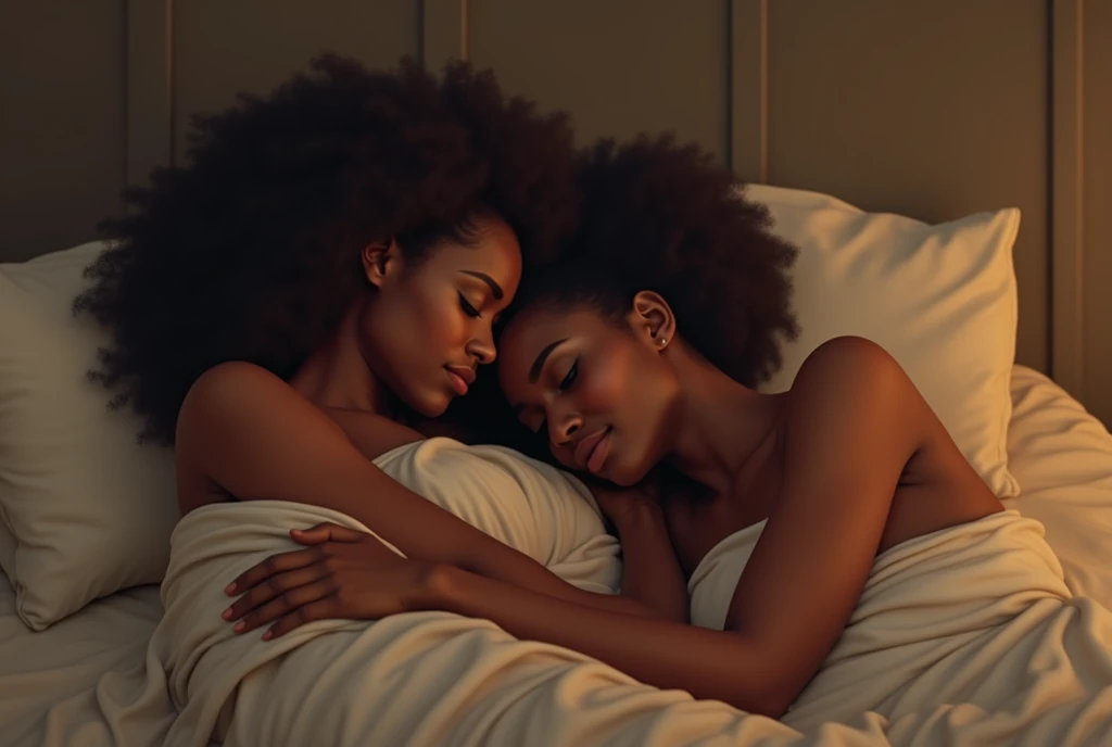 2 woman, skin black, coily hair, nice, in a ballad