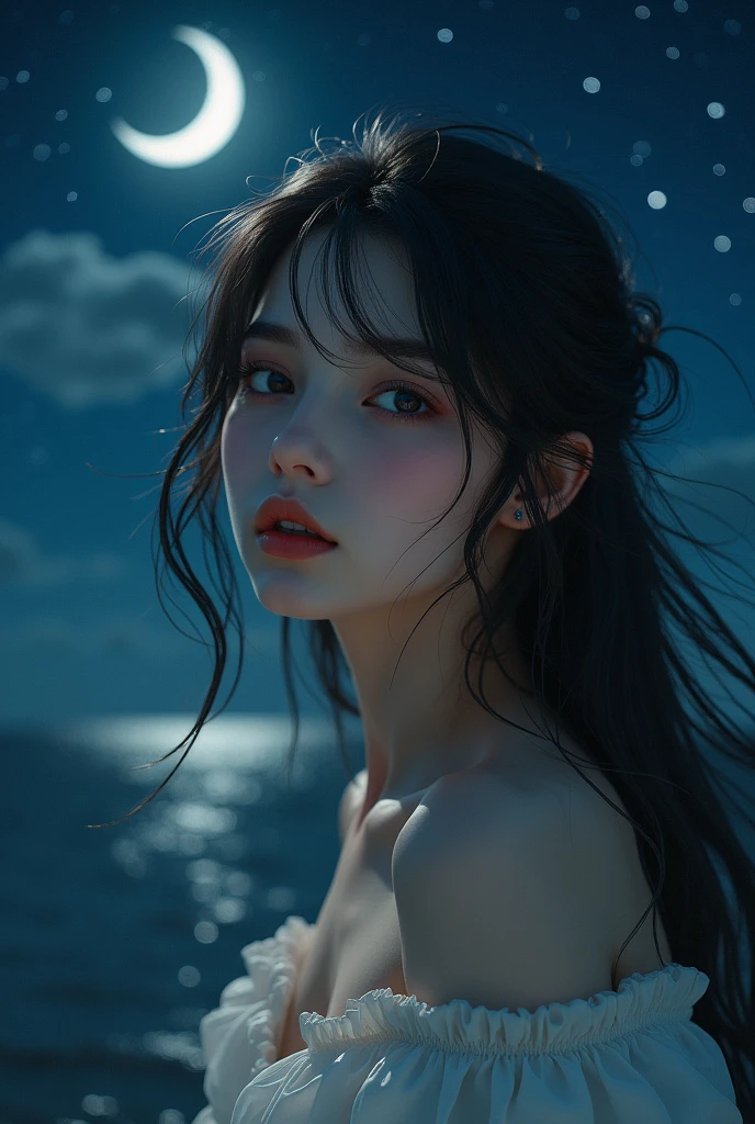 Imagine a girl standing on a vast plain.,Her face was emotionless,Under dark skies, I peer into the storm-filled horizon. The strong wind made her hair dance wildly.,Adding dynamism to a gloomy scene. The distant storm seems to reflect the turmoil in her mind.,Create beautiful, memorable stories. As the storm approaches,I wonder about the thoughts swirling in her mind. This photo,Shot with a Hasselblad H6D-400c and 90mm lens in the style of award-winning photographer Yusuf Karsh,Features dramatic, cinematic lighting. The image is 8K,Ultra-high resolution,Super Resolution,A glimpse into moments of intense emotion and natural force.,