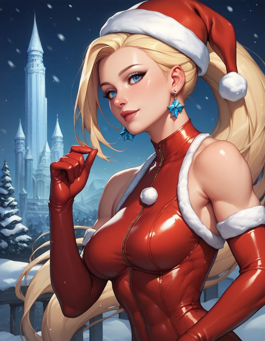 a gorgeous European blonde woman, age 23, she is a men magazine model, dressed as a santa claus, ig model | artgerm, extremely detailed artgerm, trending on cgstation, artgerm on artstation pixiv, :: rossdraws, ross tran 8 k, rossdraws 1. 0, rossdraws global illumination, 8k artgerm bokeh, rossdraws digital painting