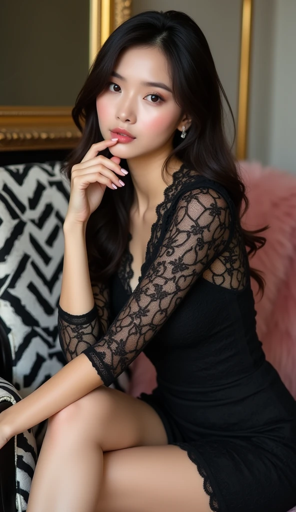 Staring at the audience、Highest quality、masterpiece、Ultra-high resolution、(Photorealistic:1.4)、Pijama lace shorts、Cinematic lighting、(Ted gray hair、Normal bust:1.3)、 Seductive open lips、Ultra detailed face、Detailed Eye、double eyelid、Large hips、library、(Sexy young woman&#39;s body:1.4),ponytail、
