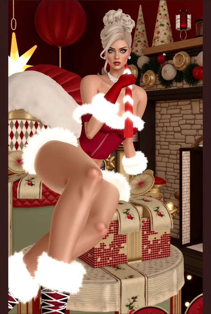 a beautiful young woman (Zsa Zsa Gabor, age 25), wearing an airy sheer Christmas night gown (shoulders exposed, deeply plunging neckline)(sexually over exposed) , nude except for night gown, her intimate areas partially exposed and very detailed, playing with a baby bunny by an old-fashioned fireplace with a roaring fire, Lewd poses (spread legs, Christmas scene (best quality, 4k, 8k, highres, masterpiece:1.2), ultra-detailed, (realistic, photorealistic, photo-realistic:1.37), HDR, UHD, studio lighting, ultra-fine painting, sharp focus, physically-based rendering, extreme detail description, professional, vivid colors, bokeh, portrait, figurative, intimate, sensual, cozy, Christmas, warm lighting, chiaroscuro (show her entire body, show all of her)