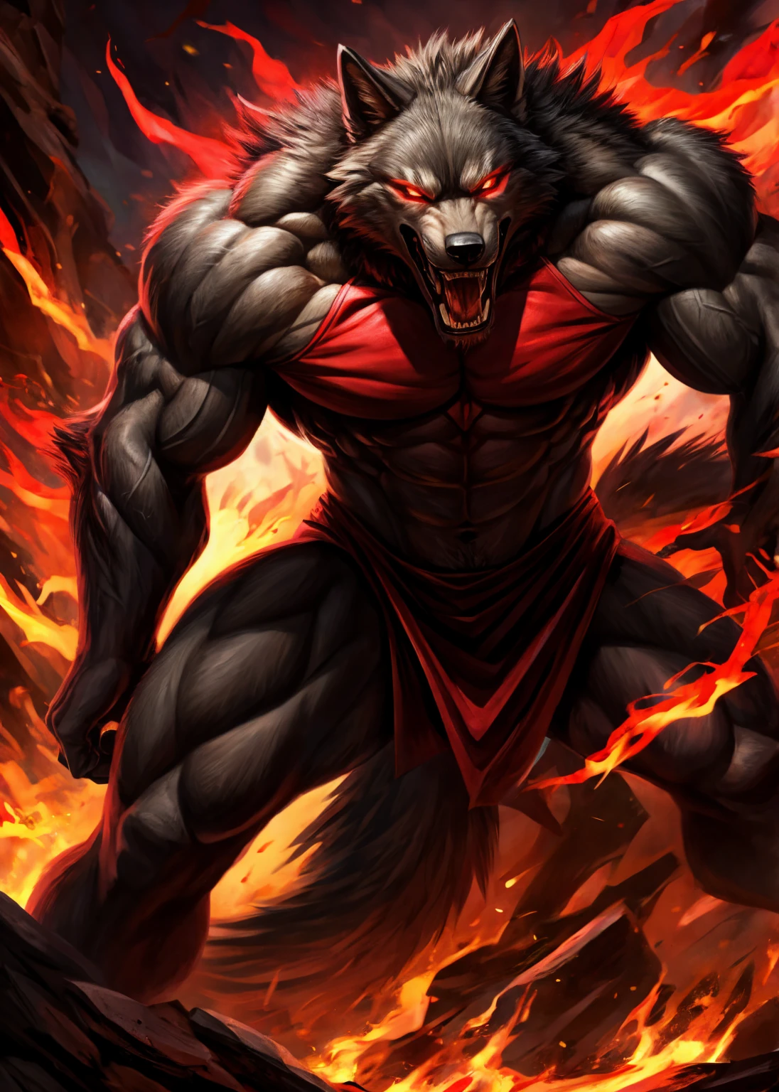 The king of wolves, the mythic monster, the majestic man Iâd grown to love and lust for with my every breath, he lay thereâ¦bleeding out beside his throne. Dying. Towering over him was a grinning demonâ¦the Demon Lord. He pointed at me with a long, black, spindly finger. ((masterpiece):1.0), (werewolf:1.2), (ring:0.5), (best quality), (great quality) <lora:werewolf-sdxl:1>