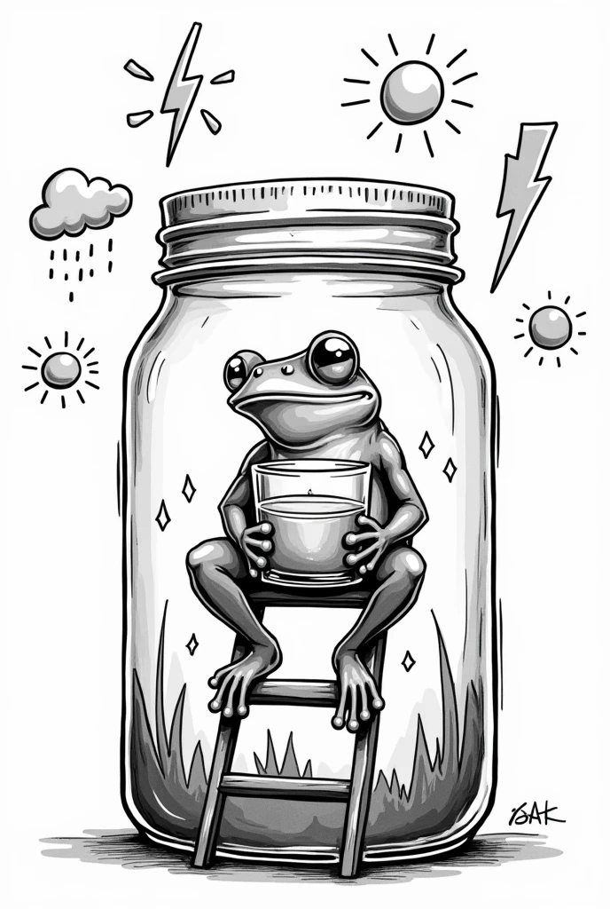 Close-up of a frog with mushrooms in the jar, graphic of enchanted terrarium, dreamscape in a jar, head in a jar, psychedelic frog, illustration, magic mushrooms, mycologist, hyperdetailed scp artifact jar, author：Gabriel Jurkić, detailed digital illustration, moonshine cybin, illustration », vignette illustration, magic mushrooms