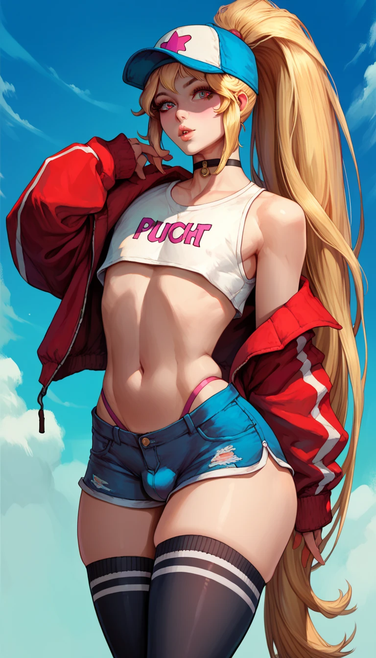 (masterpiece, best quality) detailed, Wearing white tights, Blonde ,elegant, (Fox ears),Red Eyeshadow, ,Chinese element pattern,thigh,漏出thigh,White shirt,Deep V one-piece swimsuit,