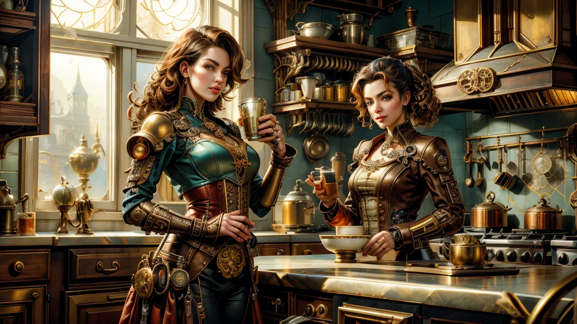 hyper photorealism, perfect anatomy, realistic character, very high contrast lighting, cinematic lighting, dramatic lighting, profile, shot from the back, shot from below, (((a girl on a chair is repairing a machine in the steamy smoky workshop))), (a 19 yo girl, (Ana de Armas:0.70), (redhead:1.1)), very cute and smiley, (perfect eyes:1.1), photorealistic wavy hair, a girl in a steampunk jumpsuit in light gray color, intercom headset, steampunk choker, long leather boots, perfect detailed face, detailed symmetric green eyes with circular iris, fixing a steam engine in the steampunk garage filled with steam and smoke, cogs and gears, steamy background with lots of steam pipes and steam valves and pressure gauges and gears, intricate background, very highly detailed costume, very highly detailed background, steampunk fantasy style, steampunk , steampunk aesthetic, steamy,
