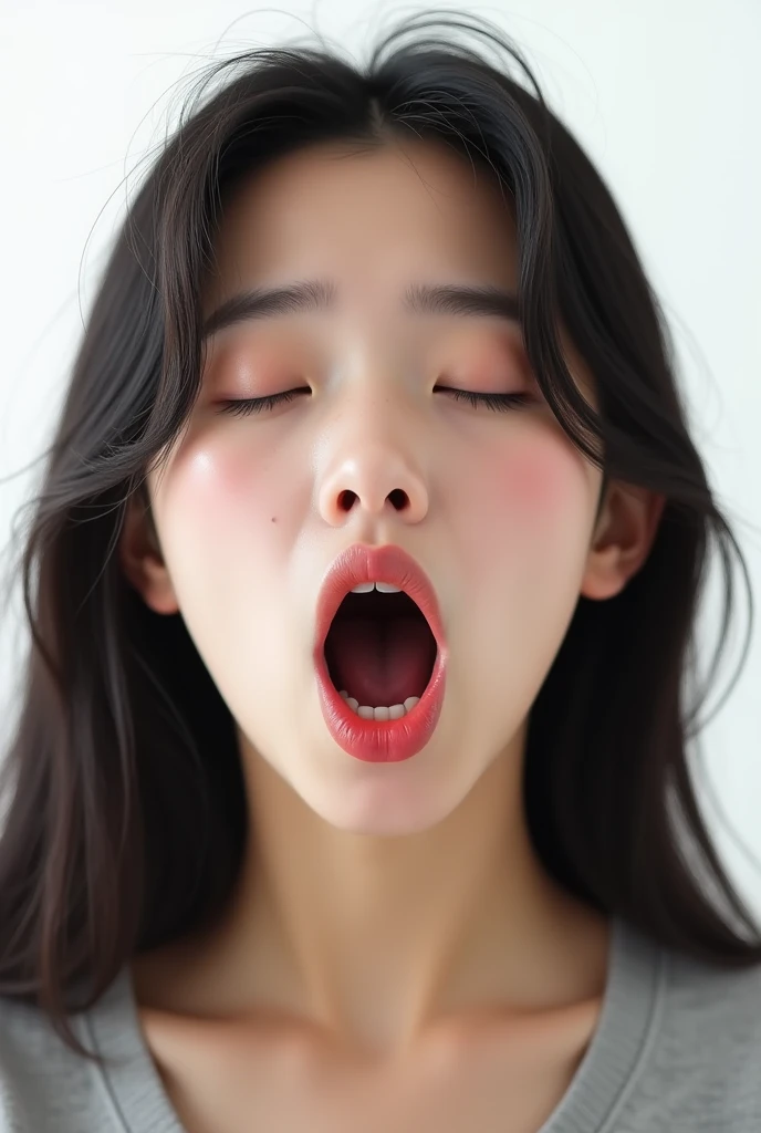 (highest quality:1.2),(perfect beautiful face:1.2),(((open your mouth)))、angry face、Face facing down diagonally