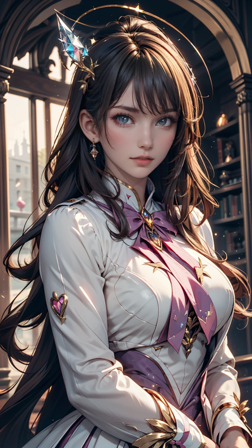  Portraits,  long hair, Gray Hair,  golden eyes,   1 girl in uniform, head, face,  Magical Girl,  absurd, masterpiece,  top quality,  Magical Girl costume, (( Magical Girl )),  short hair, despair, Ruins,  Dynamic Poses , The End, Spell casting, Style-Glass,   full body shot 