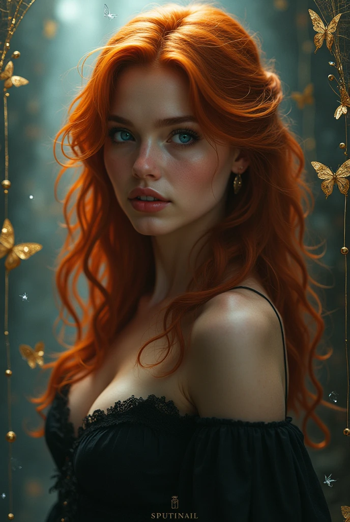(solo, full body photo:1.3), (action packed:1.3), (haze, fog, mist:1.3), chiaroscuro, best quality, photorealistic, 1woman, (cute), (24yo:1.2), redhead, long ginger hair highly detailed, 1700'S, digital photography, art by artgerm and ruan jia and greg rutkowski surreal painting gold butterfly filigree, broken glass, (masterpiece, sidelighting, finely detailed Fashionable eyes: 1.2) (perfect oval large eyes that gazes at the viewer), beautiful detailed face, blue gorgeous perfect eyes, (blonde hair ponytail), (attractive young woman:1.3), (thick amazing hair), (seductive:1.1), (blushing:1.1)