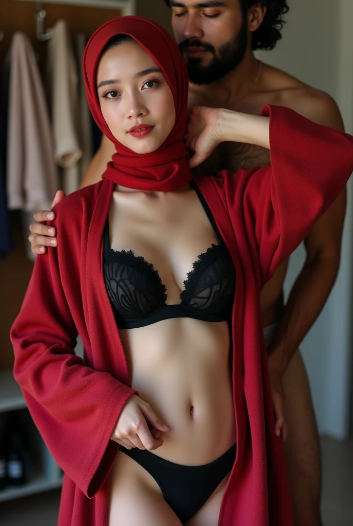 Very Thin body (Wearing Bra Lingerie), (((HIJAB MALAY GIRL))), masutepiece, High quality, UHD 32K, Realistic face, Realistic skin feeling , A Malay Lady, 8 years old, , Very cute and baby-like face, (((FLAT CHEST))), (MATRIX WORLD), ((look In front at the camera and SADNESS)), ((())), (((CUTE GIRL))), ((BROWN LIPS)), ((BROWN)), (undress). WEAR BRA LINGERIE, green, red, yellow, lace breasts,