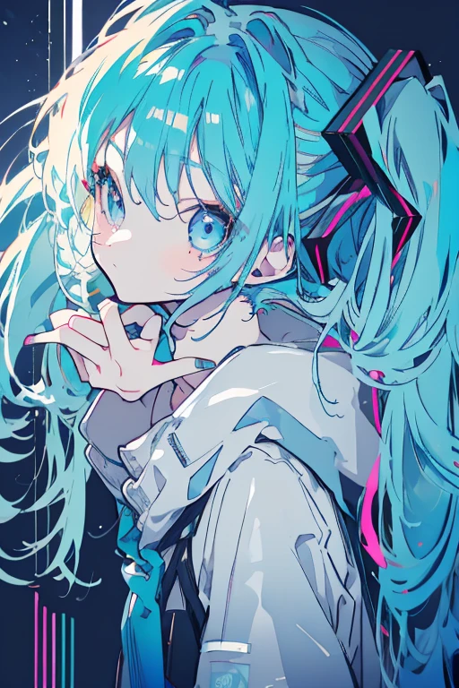  Blue hair and blue eyes 　male　 cute　 twin tails　 Hatsune Miku 