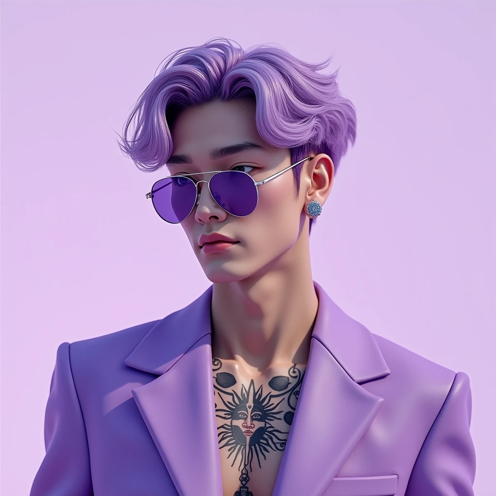 arafed man with a tattoo on his chest and chest, an epic non - binary model, smooth purple skin, inspired by Anthony Devas, young handsome pale roma, non binary model, detailed skin, inspired by Yanjun Cheng, shirtless :: high detail, inspired by Aleksander Gine, inspired by Adrian Zingg, smooth blue skin, pale blue skin