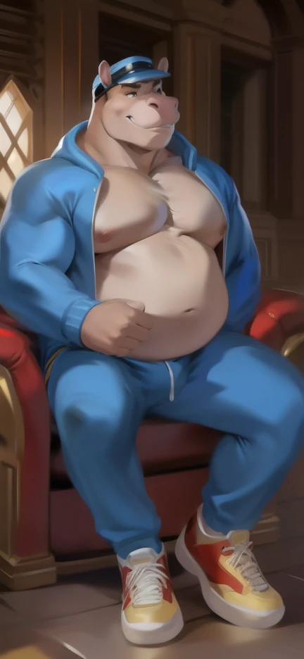 The baby's head is coming out of the anus of a pregnant tall, muscular Korean handsome man with a large penis.