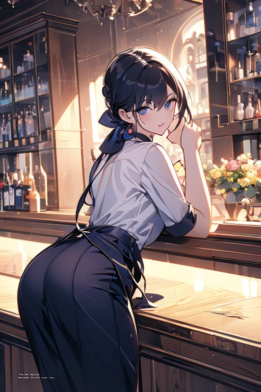 One girl、Dinner with her at an Italian restaurant、She sits at her table waiting for her pasta.、Drink a glass of water、Italian food is served to the table、Outside the window is a night view、Pleasant music is playing、(Brown hair short cut)、Beautiful flowing brown hair、Perfect Face、Cute and symmetrical face、Shiny skin、Relaxed smile、Very clear, reflective brown eyes、Slightly chubby、Small breasts、buttocks are small、Girl in casual clothes、Let's think step by step,Highest quality、masterpiece、 Ultra-high resolution 、8k、Show anime style 、Soft Line Art、Digital Enhancement、 shojo anime touch, shojo manga core, Flowing fabric、Soft Drawing、 Ultra-Definition Digital Anime Art、 Clear facial depiction、Super detailed girl cartoon character art、 Ultra-detailed manga style、 Highest qualityの色、Angle from head to butt