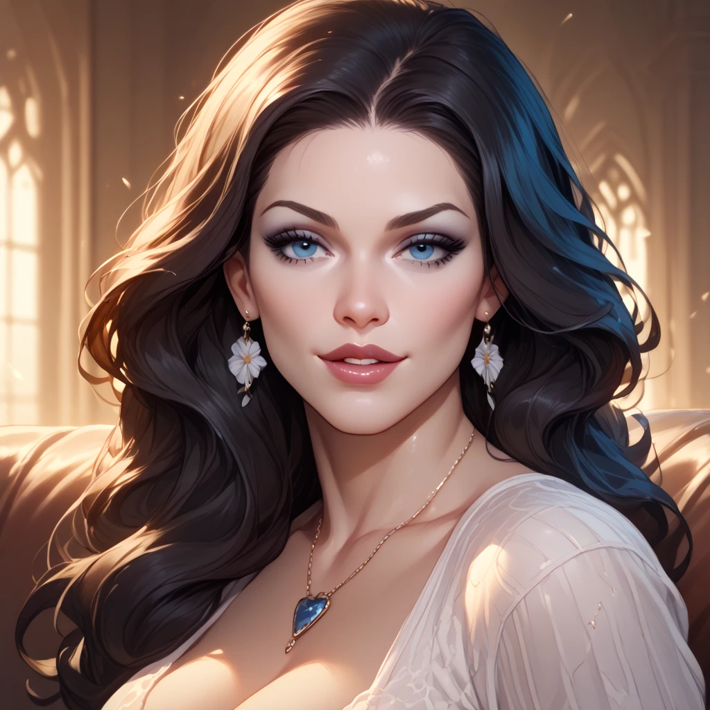 asami sato, angelina jolie, yennefer (witcher), solo, older female, beautiful, symmetrical, 1female, detailed face, front view, upper body