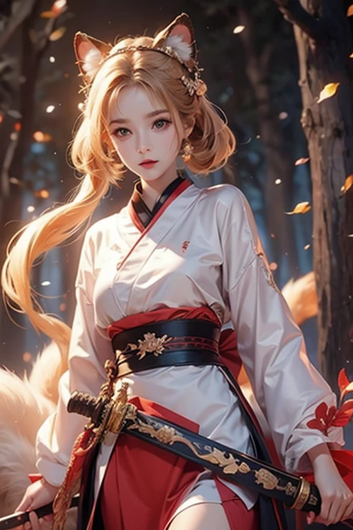 sword， close， top quality，Baby kitsune