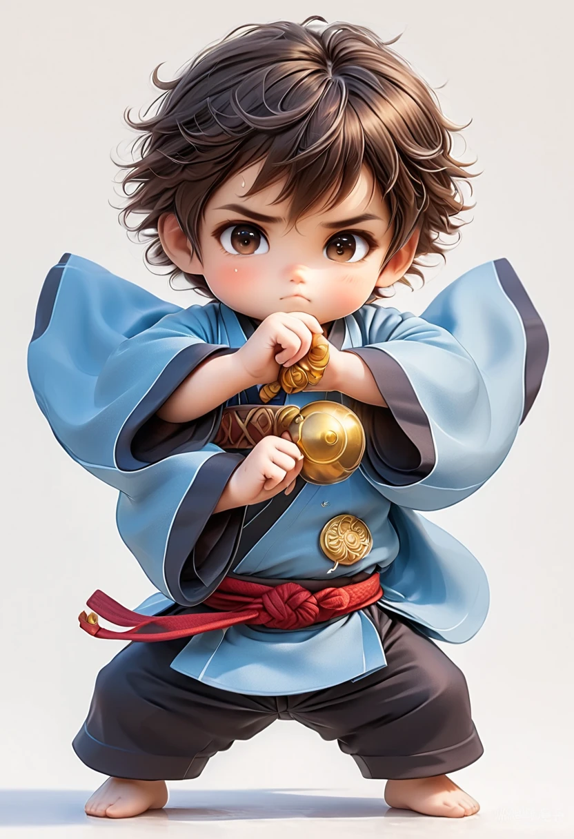 "Adorable chibi characters manga style, anime style, ใส่ชุดจีนโบราณ สีแดงแบบฮ่องเต้ ,อวดพุงอ้วน ,ใส่รองเท้าโบราณ,chibi solo, long hair, Random action simple background,Stand with your back to the camera. , ผมดำยาว,1boy, very cute,body very fat,, white background, brown eyes, jewelry, standing, full body, 40 cm tall male focus,wide sleeves, chibi, black set chinese clothes,
