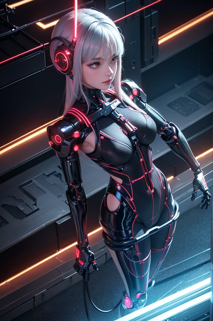 sex doll((1 cybernetic girl)) (mechanical made limbs s:1.2),((mechanical limbs)),(blood vessels connected to tubes),(mechanical vertebra attaching to back),((mechanical cervical attaching to neck)),expressionless,(wires and cables attaching to neck:1.2),(wires and cables on head:1.2),(character focus), (((masterpiece))), (((best quality))), ((ultra-detailed)), (highly detailed CG illustration), ((an extremely delicate and beautiful)),cinematic ,science fiction,extreme detailed,colorful,highest detailed, loongs,fengs, cyberpunk city background. INFO