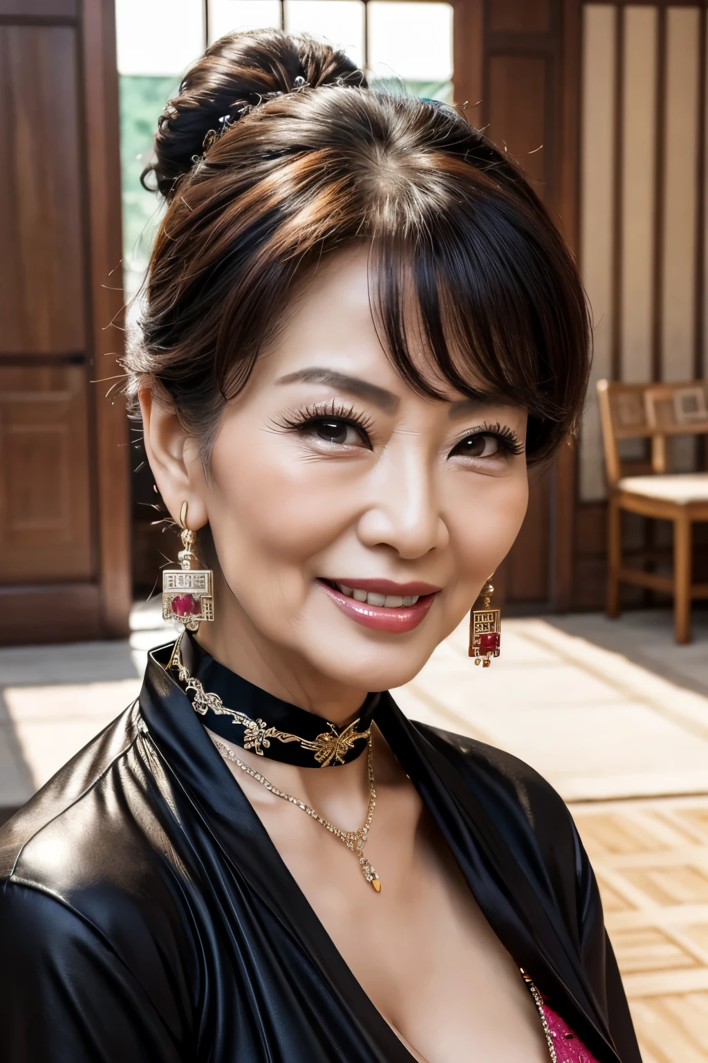 (​masterpiece)、(top-quality)、独奏、((A MILF))、(larynx)、(Saliva)、((Perfect fingertip))、(Fancy makeup)、(Open your mouth full)、a closeup、Natural hair、red-lips、Underwear、