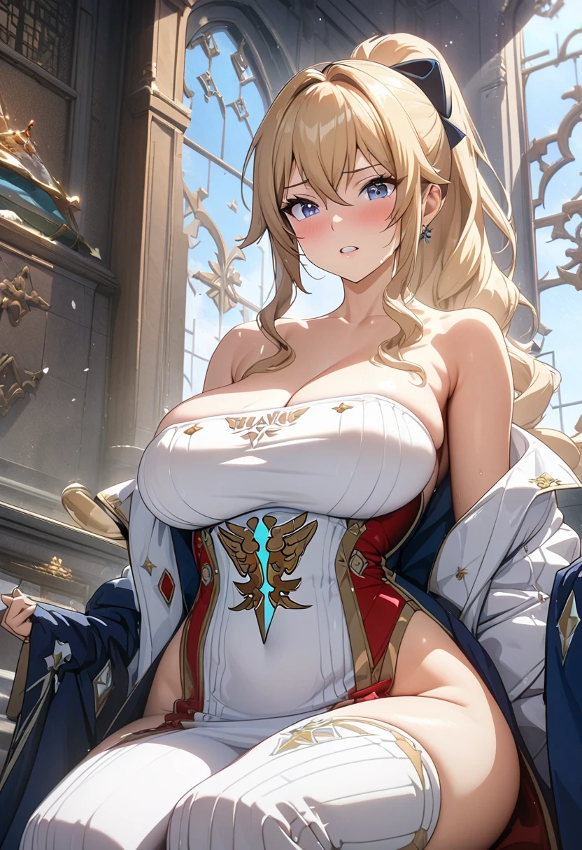 4K,High resolution, (Highly detailed CG,8k,wallpaper)、One ,(Clean detailed eyes),((Fantasy Costume)),(((Put out the nipple)))),((NSFW)),(Huge breasts),(Huge breasts),(Huge breasts),(Huge breasts),(((Huge breasts))),(Beautiful and shapely breasts),Light-colored hair、Cute hairstyle