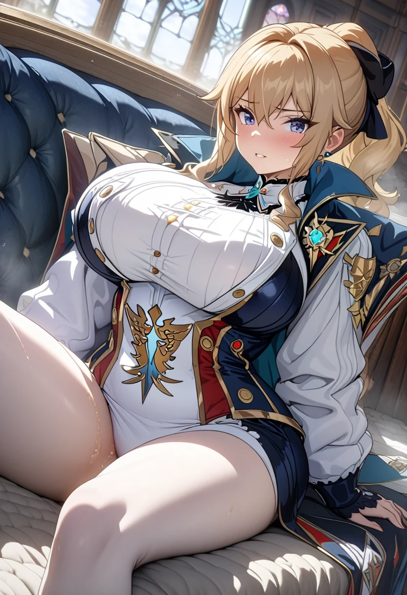 ((best quality)), ((masterpiece)), (detailed), Mommy, captain hat, White Naval uniform, White jacket in shoulder, White stocking, big breast
