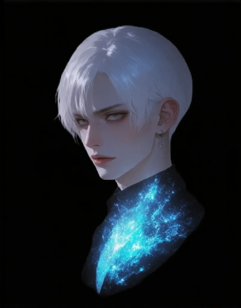 boy ,1boy, white hair, fantasy theme, ultra detailed illustration, creative anime, ethereal atomosphere,,,,front, upper body, portrait,, bright image, angry, glance at me,, mystic forest, spiritual glow