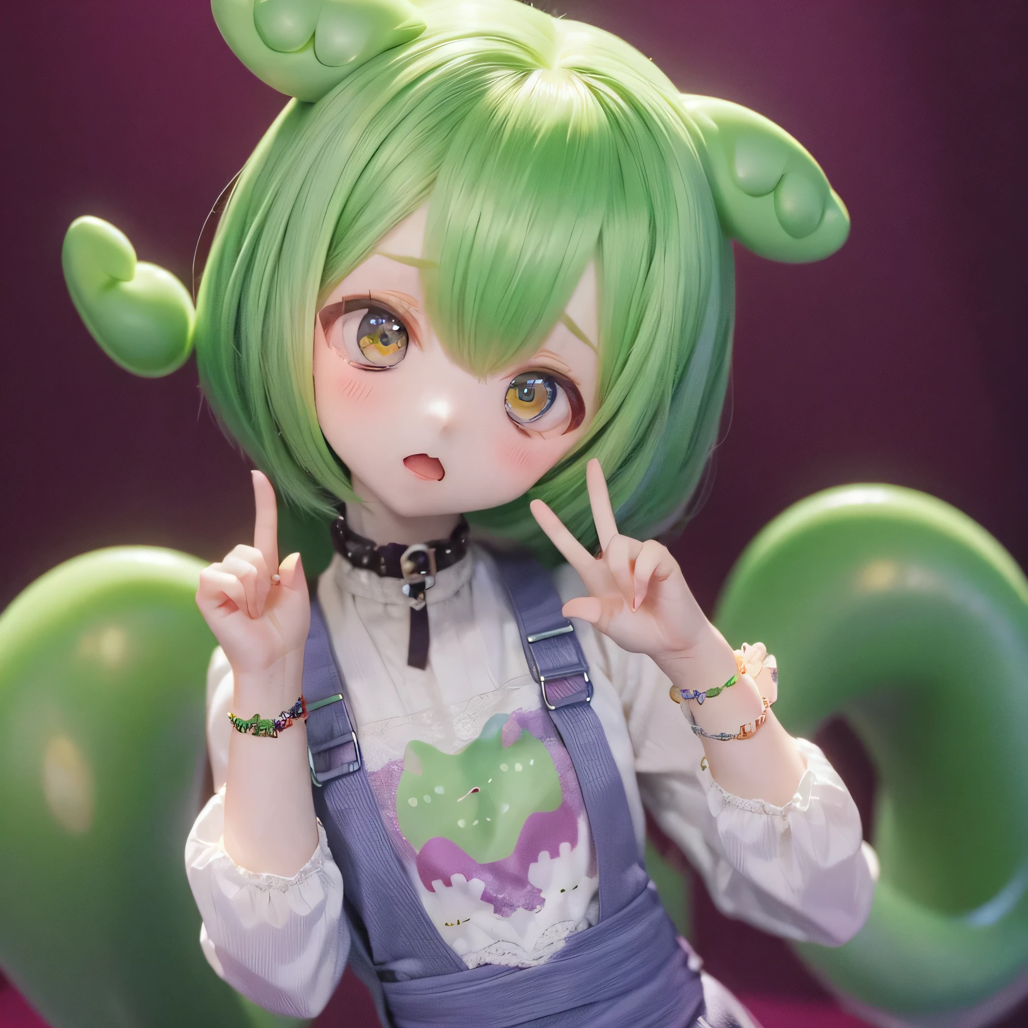        green-haired Zundaman in a cute pose、