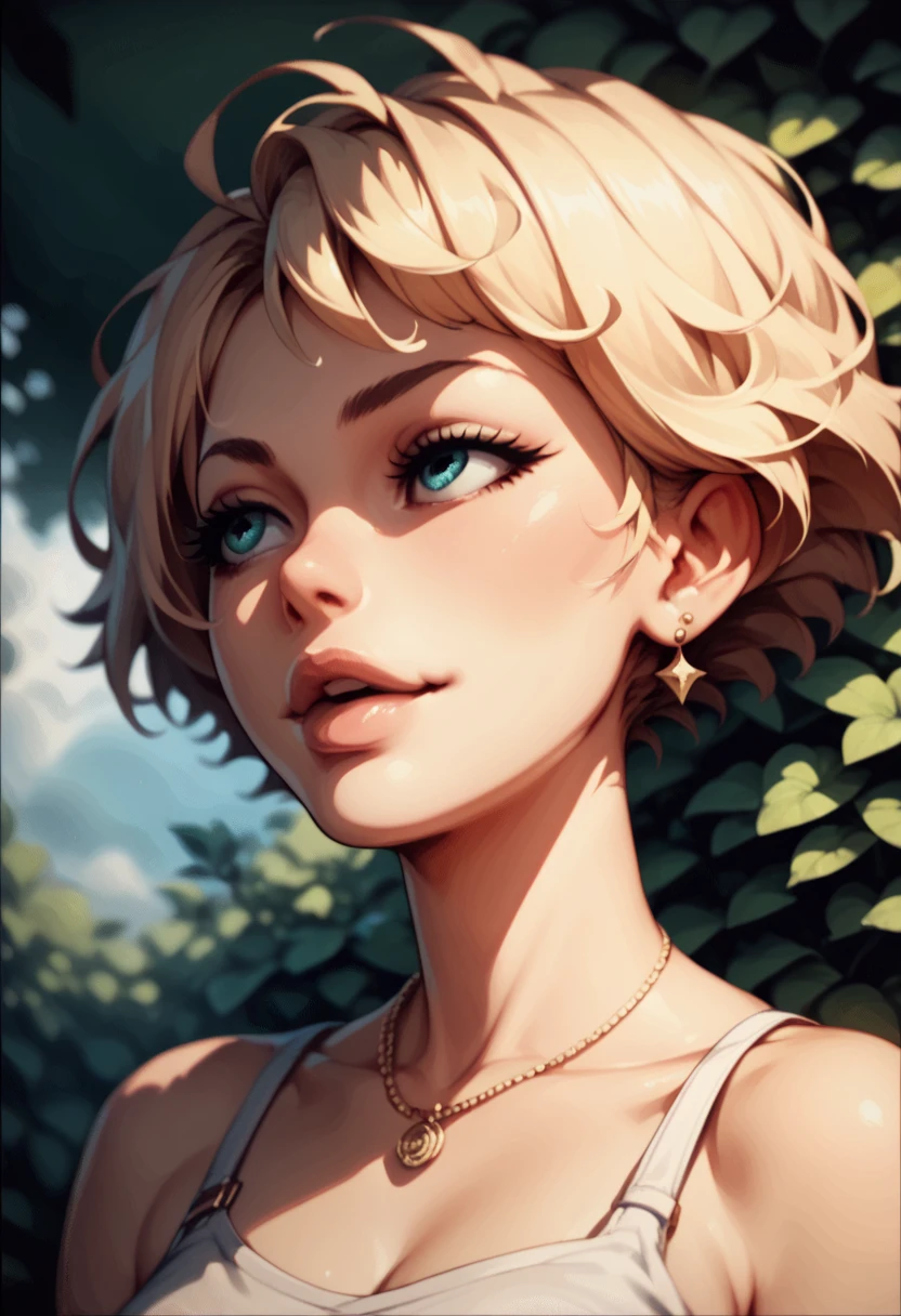 Wonderful girl,  half body , short hair, Animated
