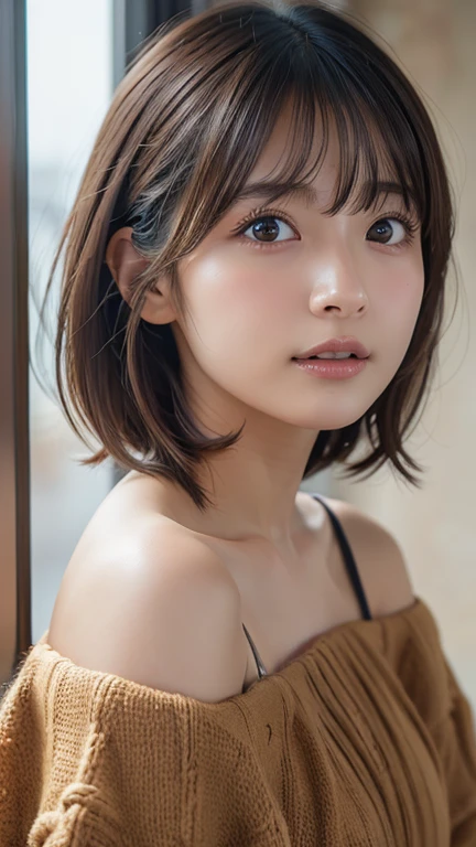 (Very realistic photos, concentrate、High resolution, Detailed face, Beautiful Eyes), ((Photographed in front of a white wall))、Japanese women, 20-year-old, various expressions, Upper Body、alone:1, Slim figure, Mr.々Hair style,Black sheer top、Only one person is in the photo、Photographed in natural light、Simple Necklace、Bob Hair、Shortcuts、Looking into the camera((Shooting from the side))