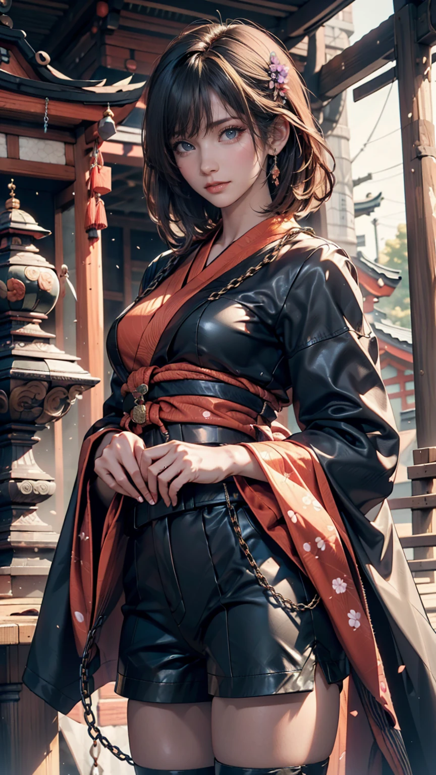(((mulher))), (((melhor qualidade))), (((obra prima))), (((adulto))), ((( japanese ))), view from the knee up, A beautiful Asian samurai woman with perfect body, samurai moderno, ((( Asian))), Hand with gloves and protection on the left arm made of steel and metal tips, olhos puxados, (( parte de baixo dos peitos aparecendo )), (( Tiny floss )), almost naked in Simon Bisley's urban wilderness style for a high-resolution poster, cabelo liso, Minimum clothing, armadura (roupas loucas ), cheio de pontas e rebites, tatuagem tribal, (((corpo inteiro))), cabelo preto liso com as pontas coloridas