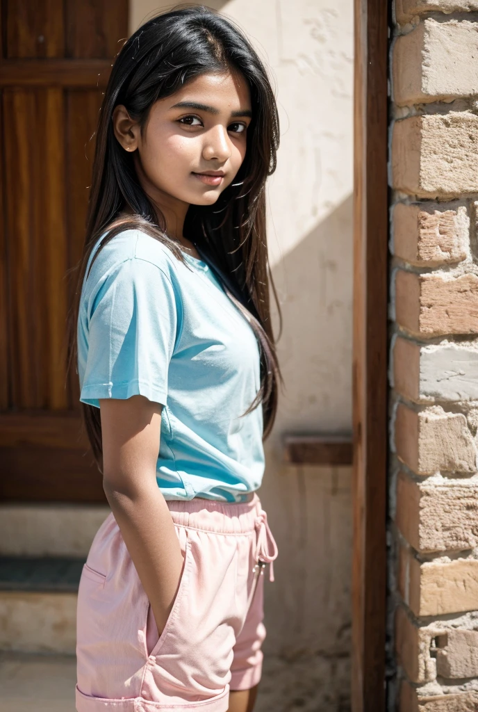 A indian girl 18 year old in short pant and shirt 