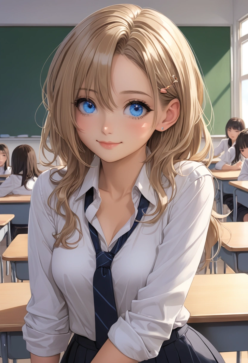 An empty classroom　Cheating　With the transfer student　Blowjob　Cum on face　Beauty