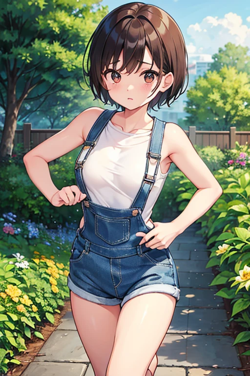 Naked and in overalls,slouch,smile,garden,NSFW