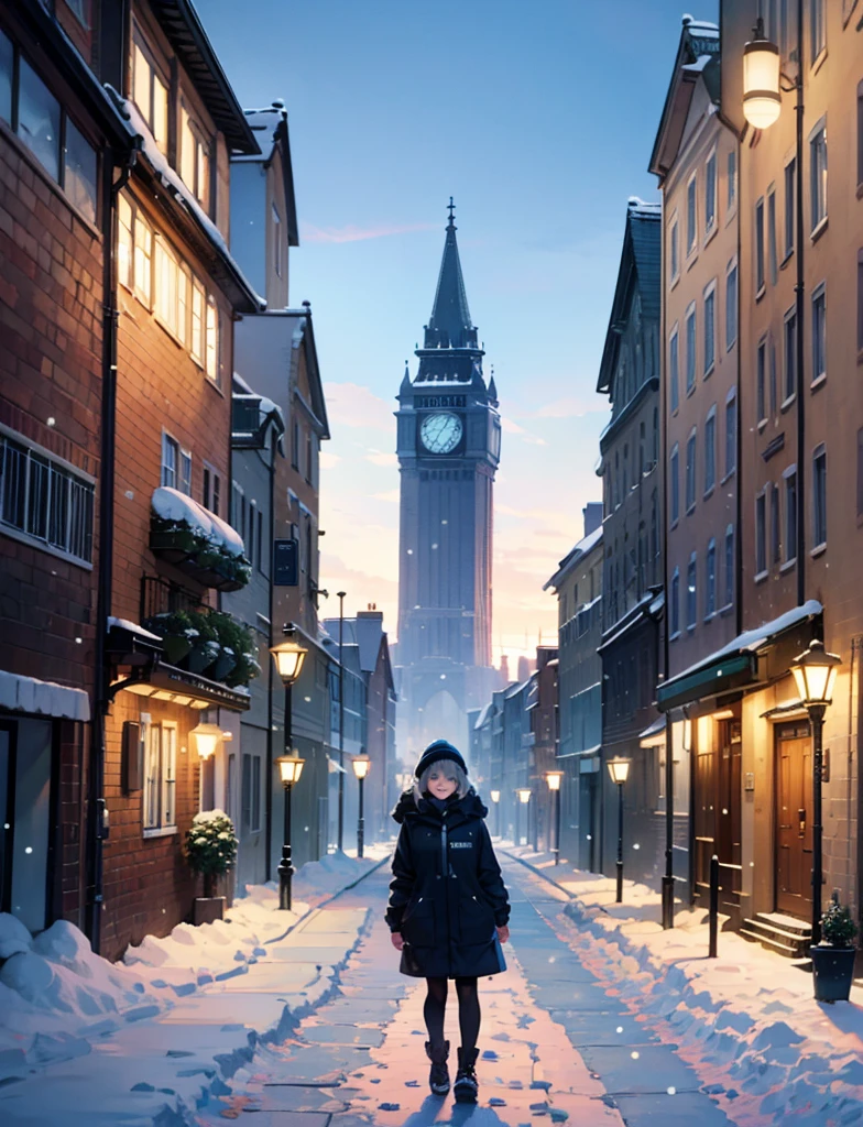 Happy snowy street 