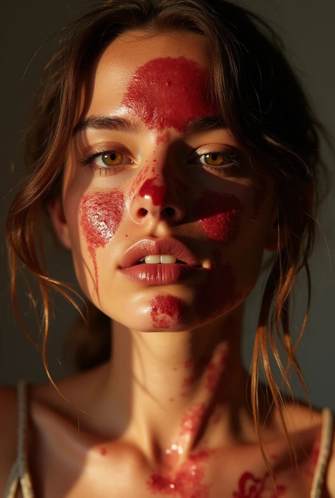 Une personne qui écrase des piments sur son visage