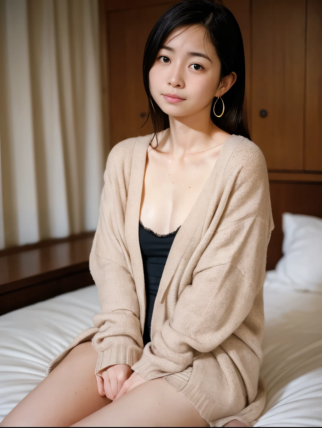 nsfw, (8K、RAW Photos、Highest quality、masterpiece:1.2)、(Realistic、Realistic)、1 Girl、((bra、Panties))、((Sit on the bed))