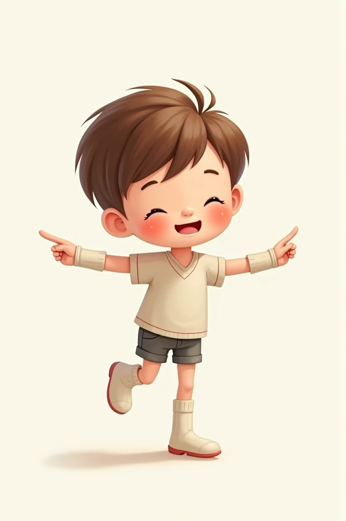 masterpiece, best quality，Illustration of a cute boy dancing happily，Pixar style, stills，simple background，perfect details，