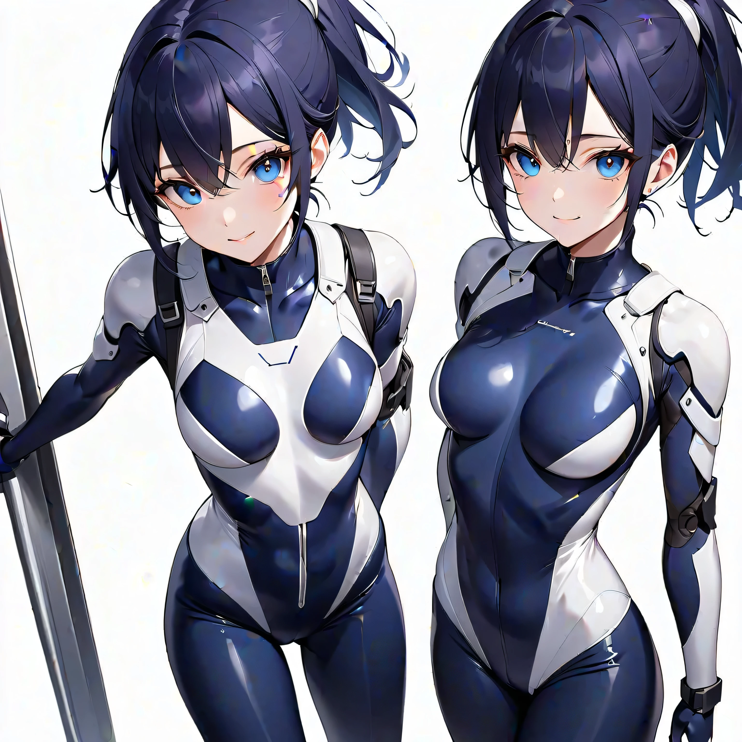 (masterpiece, best_quality, ultra-detailed, immaculate:1.3), epic, illustration, kunoichi , , mouth mask,deep blue hair with azure highlights, Perm, , small breasts, slimathletic figure, midnight, simple background, (power armor, skirt lift:1.2), tiptoe kiss<lyco:EnvyBeautyMix10:1>