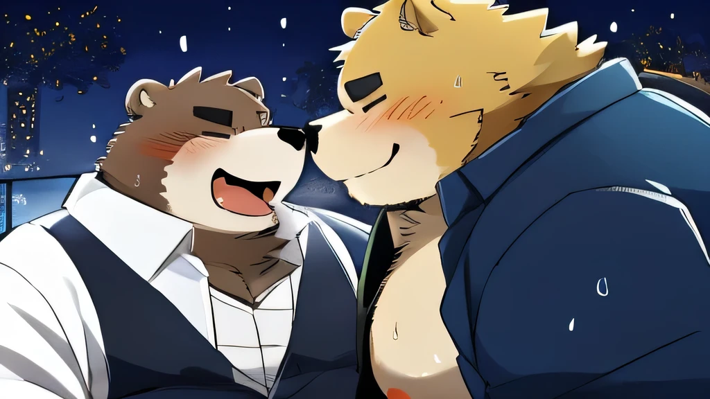 Musclechub, Chubby , male , furry, fluffy, salivating , wet, kissing , Hug , climaxing face , clothes, wet clothes,
(Extremely Romantic atmosphere, masterpiece) , Marry, wedding, Wedding attire, anthro bear And anthro wolf, by darkgem , by hyaku,