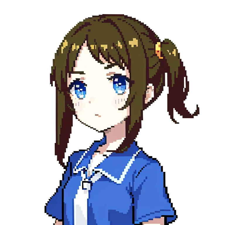 Pixel、Pixel art、 1 girl、Brown Hair、 s、uniform、Face only、diagonal